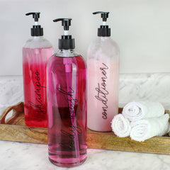 32 oz Clear Plastic Pump Bottles Set for Shampoo, Conditioner, and Body Wash - 3 Pack