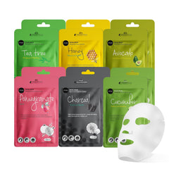 Korean Essence Facial Sheet Mask Set - Moisturizing 12-Pack (Assorted 2 of Each)