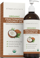 Organic Fractionated Coconut Oil - Versatile Moisturizer for Skin and Hair, Ideal for Relaxing Massages and Essential Oil Blending, 16 Fl Oz