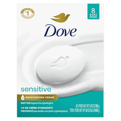 Sensitive Skin Beauty Bar Soap, Fragrance-Free and Hypoallergenic, 8 Bars (3.75 oz each)