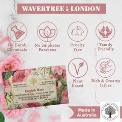 English Rose Scented Natural Soap Bars for Men & Women (2 X 7Oz) – Moisturizing Triple-Milled Soap Bars Enriched with Shea Butter – Plant-Based Bath & Body Bar for All Skin Types