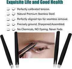 Precision Tweezers Set (4+1 Pieces) with Travel Case