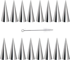 20-Pack Stainless Steel Cream Horn Molds, 5.5-Inch Baking Cones and Cannoli Tubes, Standing Cone Shape for Ice Cream and Pastry Making