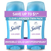 Image of Antiperspirant and Deodorant for Women, 24-Hour Sweat and Odor Protection, pH Balanced, Gentle on Skin, Invisible Solid, Clean Lavender Scent, 2.6 Oz (Pack of 2)