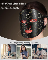 7-Color LED Facial Mask for Anti-Aging and Skin Tightening (Black)