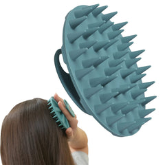Scalp Massager Shampoo Brush - Manual Scalp Care Head Scrubber for Wet & Dry Use, Soft Silicone Bristles for Hair Growth and Dandruff Removal (Dark Green)