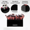 Image of N2 Acrylic Makeup Brush Holder - Elegant Black Organizer for Vanity with 6 Slots for Brushes, Pencils, Mascara, and Lipstick
