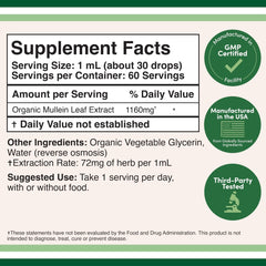 Organic Mullein Leaf Extract Drops for Lung Health and Natural Herbal Support
