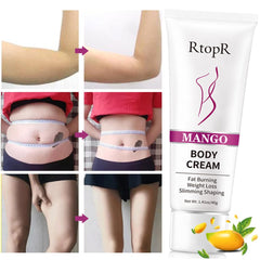 Fat Burning and Slimming Cream for Belly, Abdomen, and Waist - Natural Ingredients with Mango Scent for Firming and Skin Tightening