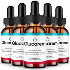 5-Pack Glucorem Drops: Advanced Liquid Formula for Enhanced Blood Circulation