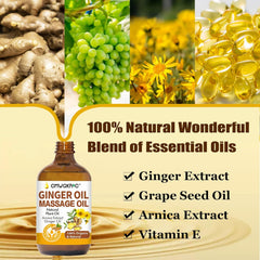 2-Pack Ginger Oil for Lymphatic Drainage Massage and Belly Warming Treatment