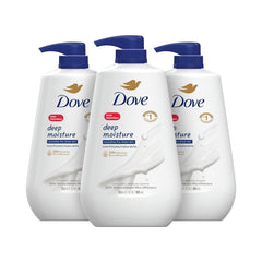 Dove Deep Moisture Body Wash 30.6 Fl Oz Pack of 3 Nourishing Hydration
