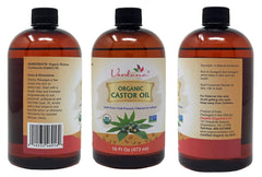 Organic Castor Oil - 16 Fl Oz - Cold Pressed, Unrefined, Hexane-Free - USDA Certified Organic - Natural Moisturizer for Hair Growth, Eyelashes, Skin, Scalp, and Castor Oil Packs