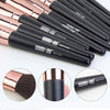 Image of 18-Piece Professional Premium Synthetic Makeup Brush Set with Case - Foundation, Kabuki, and Eye Brushes (Black Gold)