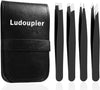 Image of Precision Tweezers Set (4+1 Pieces) with Travel Case - Professional Anti-Rust Alloy for Eyebrow, Facial Hair, and Ingrown Hair Removal for Both Men and Women