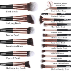 18-Piece Professional Premium Synthetic Makeup Brush Set with Case - Foundation, Kabuki, and Eye Brushes (Black Gold)