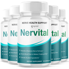 (5 Pack) Nervital Natural Nerve Support Vitamin Formula 300 Capsules