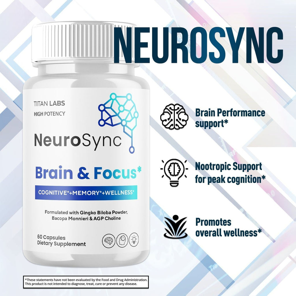 Neurosync Tablet (3 Pack) Neurosync Pills Natural Brain Supplement Neuro Sync 180 Capsu ...