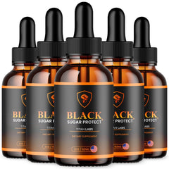 (5 Pack) Black Sugar Protect Drops Advanced Blood Support Supplement 150 Serving