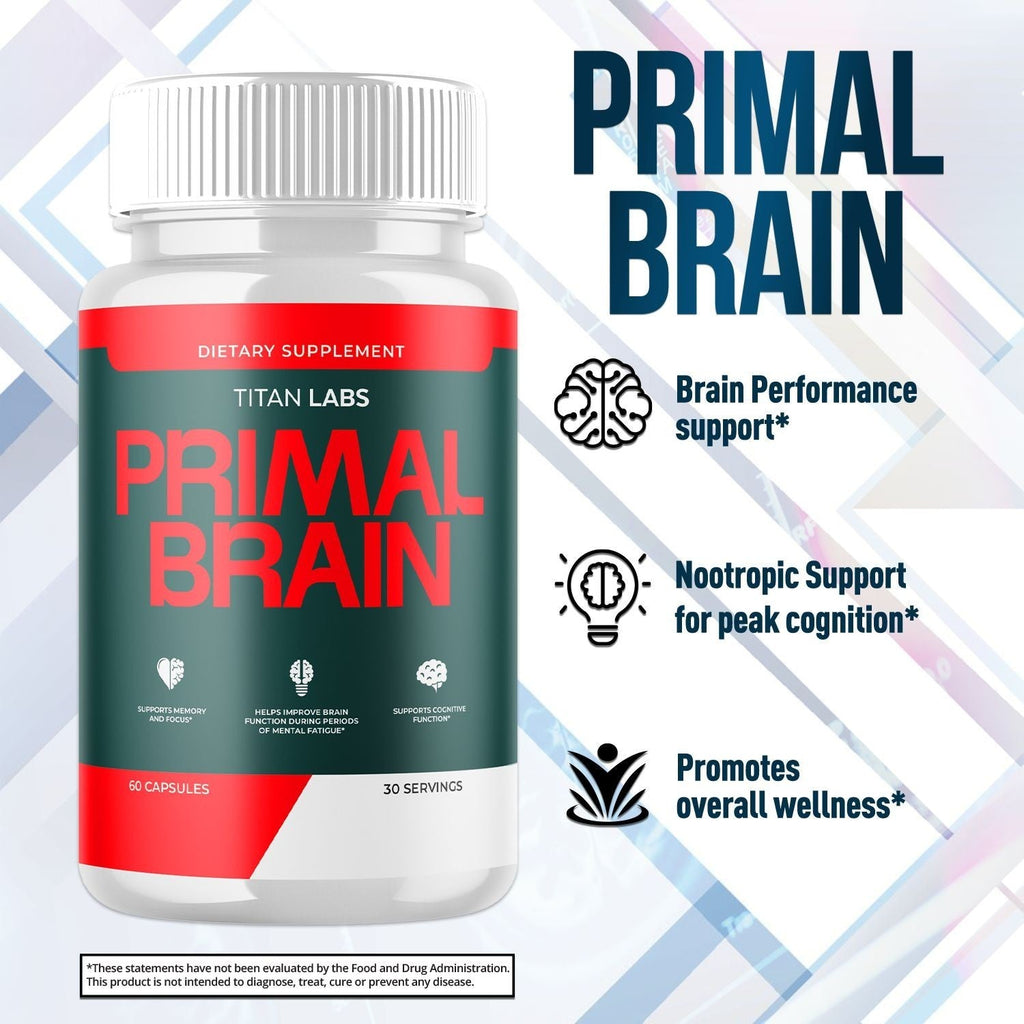 Brain Extract Label (2 Pack) Primal Brain Natural Brain Supplement PrimalBrain 120 Capsule ...