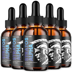 (5 Pack) Stratos Alpha Male Support Drops Advanced StratosAlpha 150 Servings