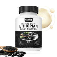 Ethiopian Black Seed Oil Softgels |4.64% Thymoquinone |Gluten-Free, 60 capsules