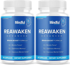 Reawaken Brain Boost Supplement Memory Mindful Advanced Formula 120 Capsules 2 Pack