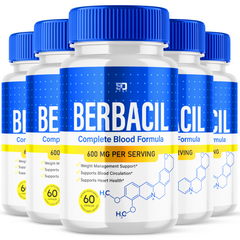 Berbacil Supplement Capsules - Promotes balanced blood sugar and pressure (5 Pack - 300 Capsules)