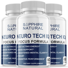 Neuro Tech IQ Brain Supplement Pills (3 Pack-180 Capsules)