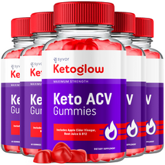 Keto Glow ACV Gummies 1000MG KetoGlow Formula Max Vitamin (5 Pack - 300 Gummies)