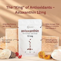 1 PACK Astaxanthin 120 Softgels 12mg - Supports Eye Health and Joint Health